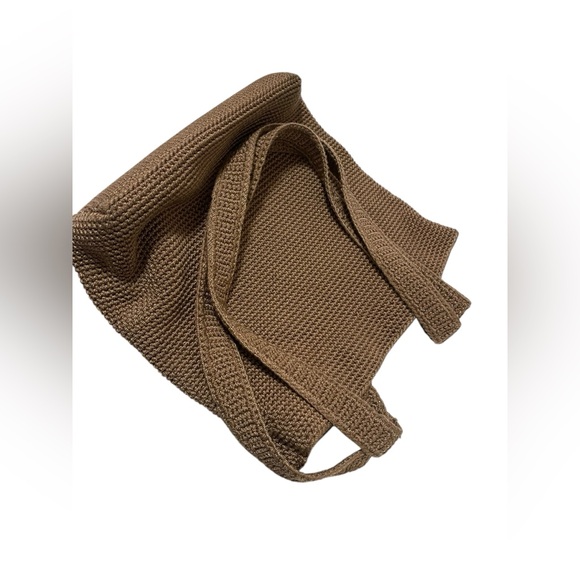 The Sak Crochet Tote Bag Brown Medium Shoulder Straps Purse Inner Pockets Boho - Picture 5 of 10